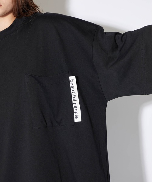 ビューティフルピープル　STUDIOS別注オーバーサイズネームタグTシャツ　ロゴ beautiful people(ビューティフルピープル】別注オーバーサイズ