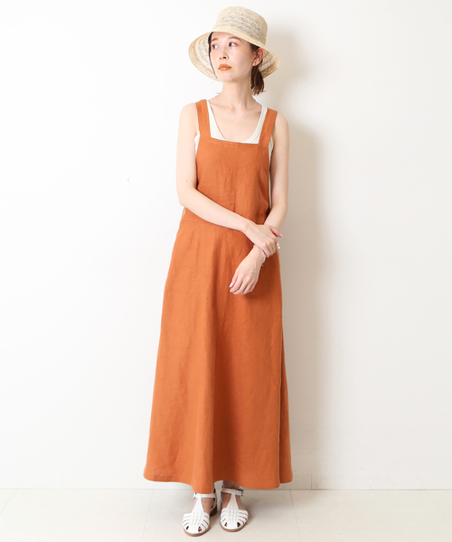SLOBE IENA（スローブイエナ）の「リネンジャンパースカート（ジャンパースカート・レディース・ベージュ/オレンジ・FREE）」の13枚目の写真