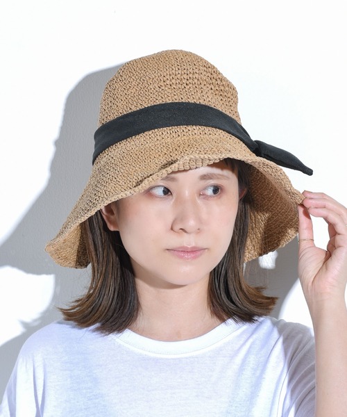 CALIFORNIA OUTFITTERS（カリフォルニア アウトフィッターズ）の「リボン付ペーパーハット（ハット・レディース・ブラウン/ベージュ・ONE SIZE）」の2枚目の写真