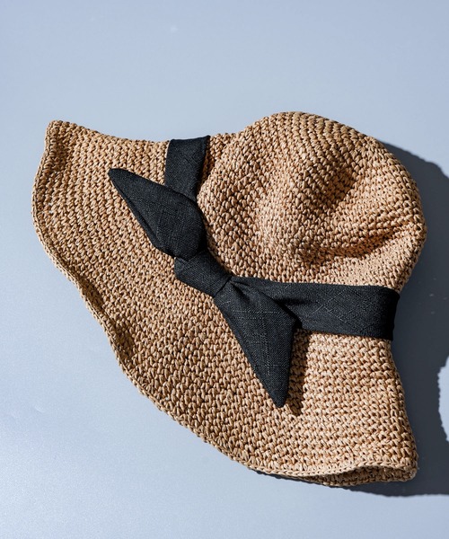 CALIFORNIA OUTFITTERS（カリフォルニア アウトフィッターズ）の「リボン付ペーパーハット（ハット・レディース・ブラウン/ベージュ・ONE SIZE）」の3枚目の写真