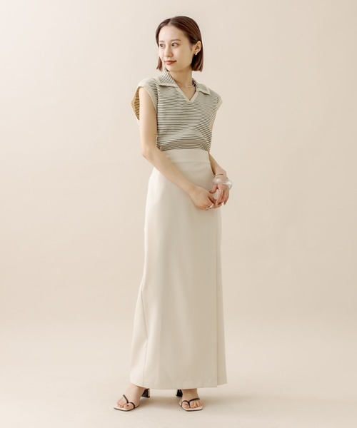 mline（エムライン）の「[mline] ラップタイトスカート（スカート・レディース・ベージュ/アイボリー/ブラック・2/1）」の4枚目の写真