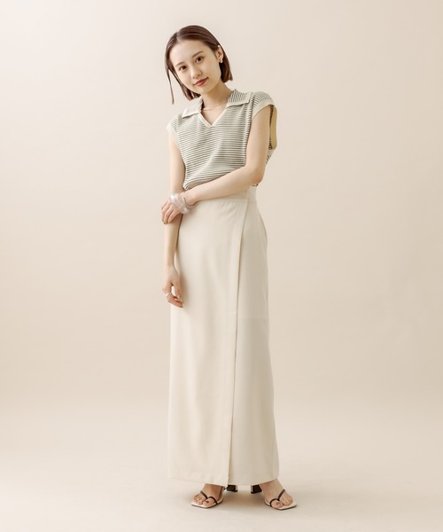 mline（エムライン）の「[mline] ラップタイトスカート（スカート・レディース・ベージュ/アイボリー/ブラック・2/1）」の5枚目の写真