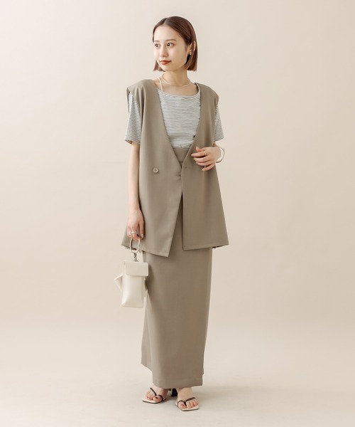 mline（エムライン）の「[mline] ラップタイトスカート（スカート・レディース・ベージュ/アイボリー/ブラック・2/1）」の9枚目の写真