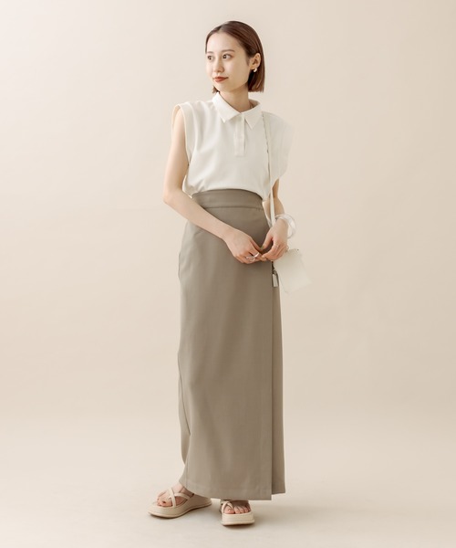 mline（エムライン）の「[mline] ラップタイトスカート（スカート・レディース・ベージュ/アイボリー/ブラック・2/1）」の11枚目の写真