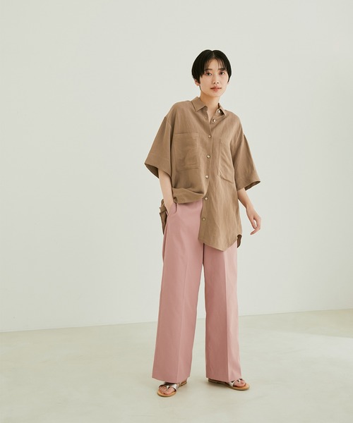 SALON adam et rope'(サロン アダム エ ロペ)の「【洗える】レーヨンリネンハーフスリーブシャツ(シャツ/ブラウス・レディース・ホワイト系その他/ブラウン系その他2/ピンク系その他2・FREE)」の11枚目の写真