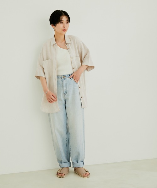 SALON adam et rope'(サロン アダム エ ロペ)の「【洗える】レーヨンリネンハーフスリーブシャツ(シャツ/ブラウス・レディース・ホワイト系その他/ブラウン系その他2/ピンク系その他2・FREE)」の14枚目の写真