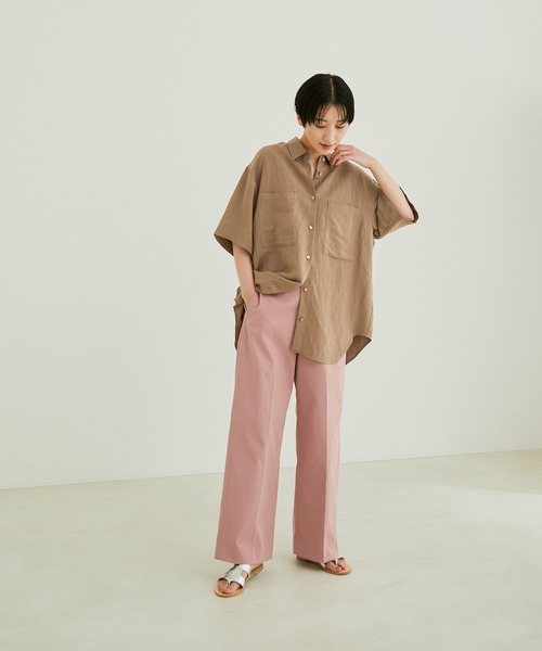 SALON adam et rope'(サロン アダム エ ロペ)の「【洗える】レーヨンリネンハーフスリーブシャツ(シャツ/ブラウス・レディース・ホワイト系その他/ブラウン系その他2/ピンク系その他2・FREE)」の10枚目の写真