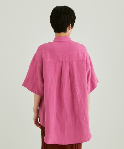 SALON adam et rope'(サロン アダム エ ロペ)の「【洗える】レーヨンリネンハーフスリーブシャツ(シャツ/ブラウス・レディース・ホワイト系その他/ブラウン系その他2/ピンク系その他2・FREE)」の5枚目の写真