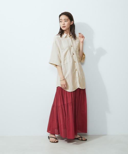 SALON adam et rope'(サロン アダム エ ロペ)の「【洗える】レーヨンリネンハーフスリーブシャツ(シャツ/ブラウス・レディース・ホワイト系その他/ブラウン系その他2/ピンク系その他2・FREE)」の19枚目の写真