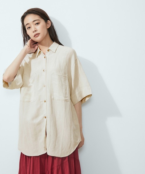 SALON adam et rope'(サロン アダム エ ロペ)の「【洗える】レーヨンリネンハーフスリーブシャツ(シャツ/ブラウス・レディース・ホワイト系その他/ブラウン系その他2/ピンク系その他2・FREE)」の20枚目の写真
