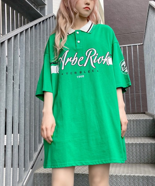 Figments(フィグメンツ)の「オーバーポロシャツ(ポロシャツ・レディース・ブラック/グリーン・FREE)」の13枚目の写真