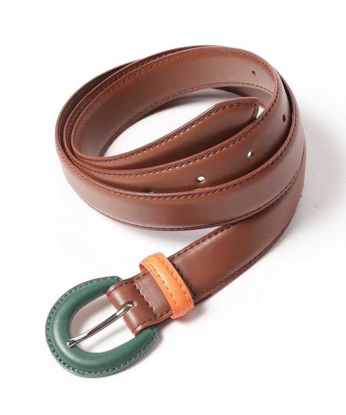 .efiLevol（エフィレボル）の「Faux Leather Color Blocked Belt（ベルト・メンズ・エメラルド/ブラウン・FREE）」の2枚目の写真