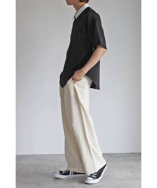 CREARE -LINO-(クレアーレリノ)の「タックワイドスラックスパンツ(スラックス・メンズ・ブラック/グリーン/アイボリー・M/L)」の8枚目の写真