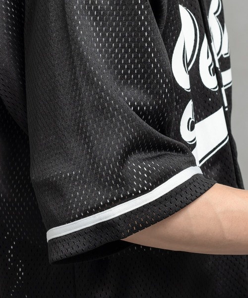 Perushu(ペルーシュ)の「メッシュベースボールシャツ(シャツ/ブラウス・メンズ・ブラック/オフホワイト/グリーン・MEDIUM/LARGE)」の10枚目の写真