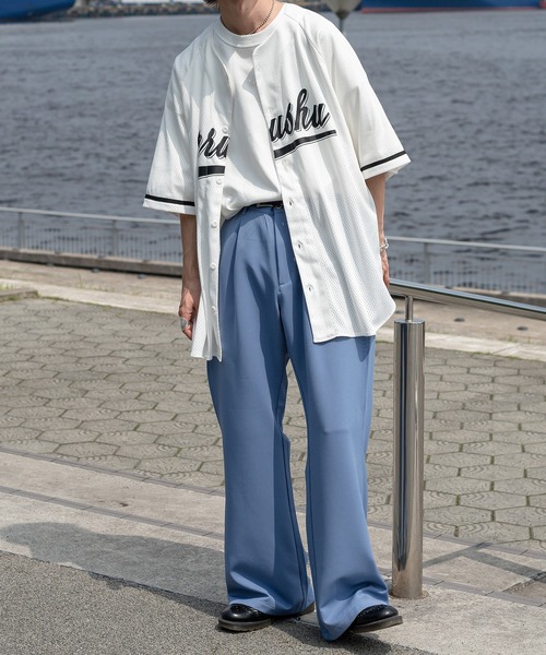 Perushu(ペルーシュ)の「メッシュベースボールシャツ(シャツ/ブラウス・メンズ・ブラック/オフホワイト/グリーン・MEDIUM/LARGE)」の21枚目の写真