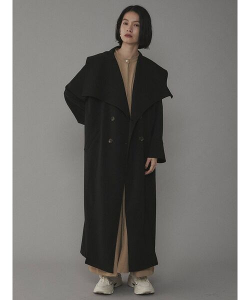 COTORICA（コトリカ）の「ビッグカラーダブルコート（その他アウター・レディース・ブラック/モカ・FREE）」の2枚目の写真