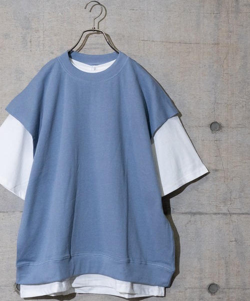 JOHN'S CLOSET（ジョンズクローゼット）の「【i】裏毛ベスト×天竺Tシャツ アンサンブル（Tシャツ/カットソー・メンズ・サックスブルー/ブラック/グリーン/グレイッシュベージュ・LARGE/MEDIUM/X-LARGE）」の4枚目の写真