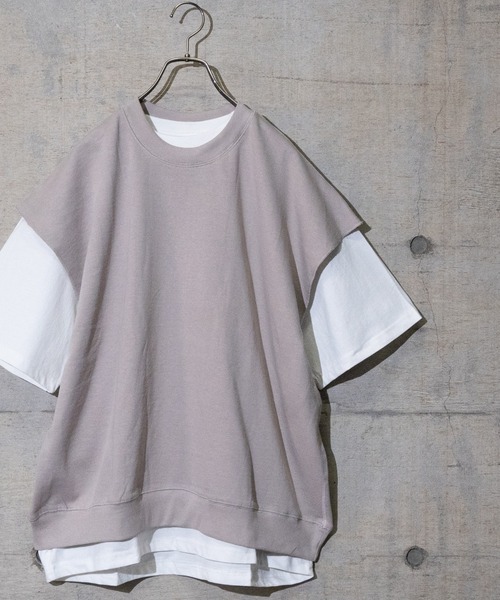 JOHN'S CLOSET（ジョンズクローゼット）の「【i】裏毛ベスト×天竺Tシャツ アンサンブル（Tシャツ/カットソー・メンズ・サックスブルー/ブラック/グリーン/グレイッシュベージュ・LARGE/MEDIUM/X-LARGE）」の2枚目の写真