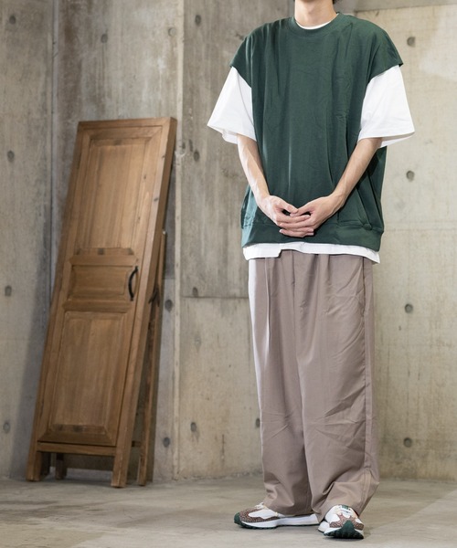 JOHN'S CLOSET（ジョンズクローゼット）の「【i】裏毛ベスト×天竺Tシャツ アンサンブル（Tシャツ/カットソー・メンズ・サックスブルー/ブラック/グリーン/グレイッシュベージュ・LARGE/MEDIUM/X-LARGE）」の13枚目の写真