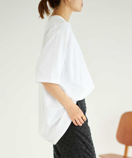 【新品タグ付】 IENA SUVIN 天竺ワイドプルオーバー Tシャツ ブラック IENA（イエナ）の「SUVIN天竺ワイドプルオーバー（Tシャツ/カットソー