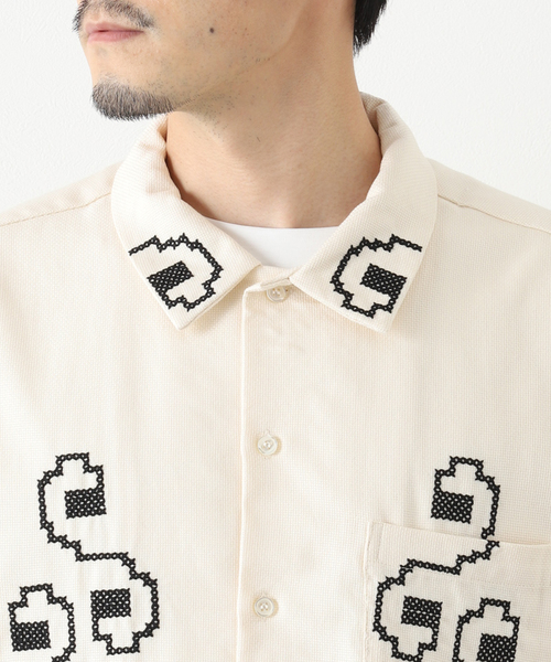 JOURNAL STANDARD relume(ジャーナルスタンダード レリューム)の「パターン柄 オーバーサイズ半袖シャツ(シャツ/ブラウス・メンズ・ホワイト/サックスブルー/ホワイト×ホワイト/ライトイエロー・MEDIUM/LARGE)」の13枚目の写真