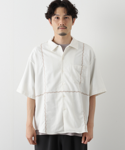 JOURNAL STANDARD relume(ジャーナルスタンダード レリューム)の「パターン柄 オーバーサイズ半袖シャツ(シャツ/ブラウス・メンズ・ホワイト/サックスブルー/ホワイト×ホワイト/ライトイエロー・MEDIUM/LARGE)」の20枚目の写真