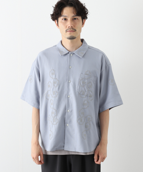 JOURNAL STANDARD relume(ジャーナルスタンダード レリューム)の「パターン柄 オーバーサイズ半袖シャツ(シャツ/ブラウス・メンズ・ホワイト/サックスブルー/ホワイト×ホワイト/ライトイエロー・MEDIUM/LARGE)」の22枚目の写真