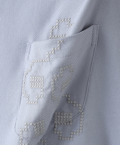 JOURNAL STANDARD relume(ジャーナルスタンダード レリューム)の「パターン柄 オーバーサイズ半袖シャツ(シャツ/ブラウス・メンズ・ホワイト/サックスブルー/ホワイト×ホワイト/ライトイエロー・MEDIUM/LARGE)」の7枚目の写真