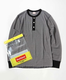 Healthknit（ヘルスニット）の「Healthknit（ヘルスニット）ベーシック ワッフル ヘンリーネック サーマルロングスリーブＴシャツ（1P）/無地・ボーダーリンガー/ロンT/長袖トップス（Tシャツ/カットソー）」