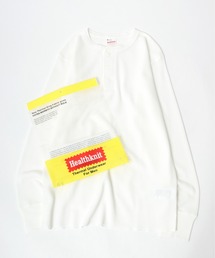 Healthknit(ヘルスニット)ベーシック ワッフル ヘンリーネック サーマルロングスリーブTシャツ(1P)/無地・ボーダーリンガー/ロンT/長袖トップス