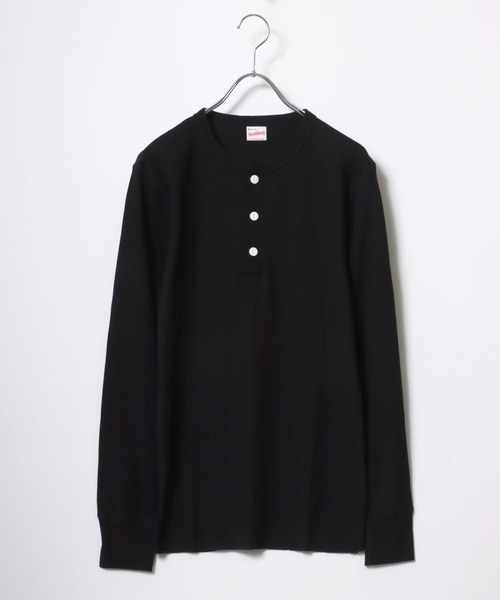 Healthknit（ヘルスニット）の「Healthknit（ヘルスニット）ベーシック ワッフル ヘンリーネック サーマルロングスリーブＴシャツ（1P）/無地・ボーダーリンガー/ロンT/長袖トップス（Tシャツ/カットソー・レディース・ブラック/レッド系その他/ネイビー×ホワイト/ブラック×ホワイト/ブルー系その他/オフホワイト/ブラウン系その他/グリーン系その他/カーキブラウン・M/L/XL）」の10枚目の写真