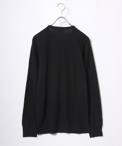 Healthknit（ヘルスニット）の「Healthknit（ヘルスニット）ベーシック ワッフル ヘンリーネック サーマルロングスリーブＴシャツ（1P）/無地・ボーダーリンガー/ロンT/長袖トップス（Tシャツ/カットソー・レディース・ブラック/レッド系その他/ネイビー×ホワイト/ブラック×ホワイト/ブルー系その他/オフホワイト/ブラウン系その他/グリーン系その他/カーキブラウン・M/L/XL）」の11枚目の写真