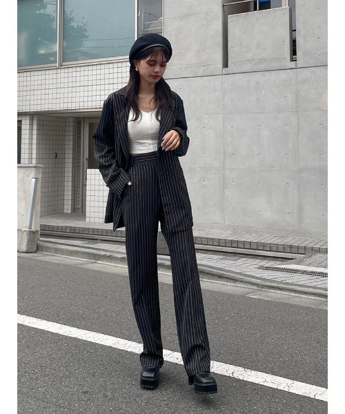 ENVYM（アンビー）の「ダブルブレストＪＫ（テーラードジャケット・レディース・ブラック/グレー/ストライプ・FREE）」の16枚目の写真