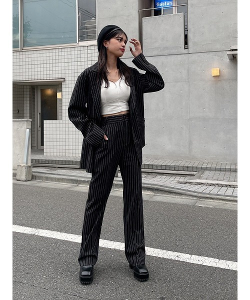 ENVYM（アンビー）の「ダブルブレストＪＫ（テーラードジャケット・レディース・ブラック/グレー/ストライプ・FREE）」の9枚目の写真