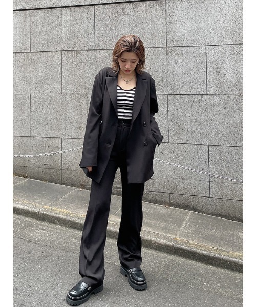 ENVYM（アンビー）の「ダブルブレストＪＫ（テーラードジャケット・レディース・ブラック/グレー/ストライプ・FREE）」の14枚目の写真