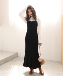 シャツドッキングニットワンピース
