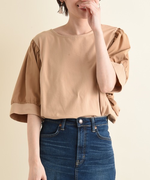 INTERPLANET(インタープラネット)の「袖異素材ドルマンプルオーバー(Tシャツ/カットソー・レディース・ベージュ/カーキ/ブラック・FREE)」の19枚目の写真