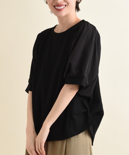INTERPLANET(インタープラネット)の「袖異素材ドルマンプルオーバー(Tシャツ/カットソー・レディース・ベージュ/カーキ/ブラック・FREE)」の10枚目の写真