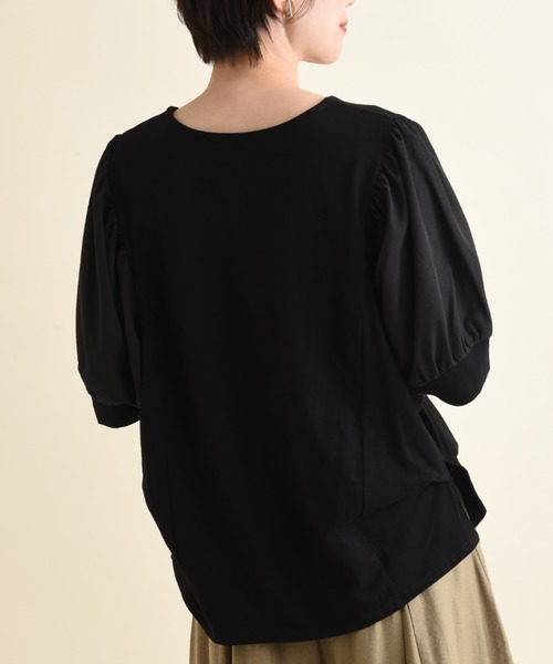 INTERPLANET(インタープラネット)の「袖異素材ドルマンプルオーバー(Tシャツ/カットソー・レディース・ベージュ/カーキ/ブラック・FREE)」の11枚目の写真