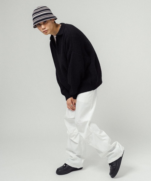 Ressaca（レサーカ）の「オーバーサイズ バルキー スキッパーポロニットセーター（ニット/セーター・メンズ・ブラック/ネイビー/グレー/オレンジ/ブルー/グリーン・M/L）」の9枚目の写真