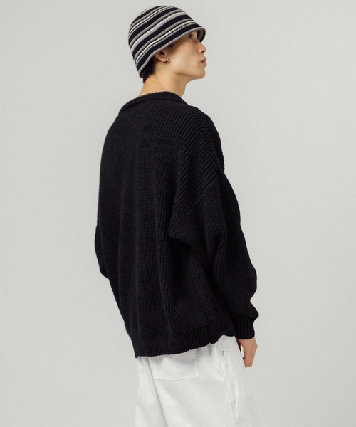 Ressaca（レサーカ）の「オーバーサイズ バルキー スキッパーポロニットセーター（ニット/セーター・メンズ・ブラック/ネイビー/グレー/オレンジ/ブルー/グリーン・M/L）」の8枚目の写真