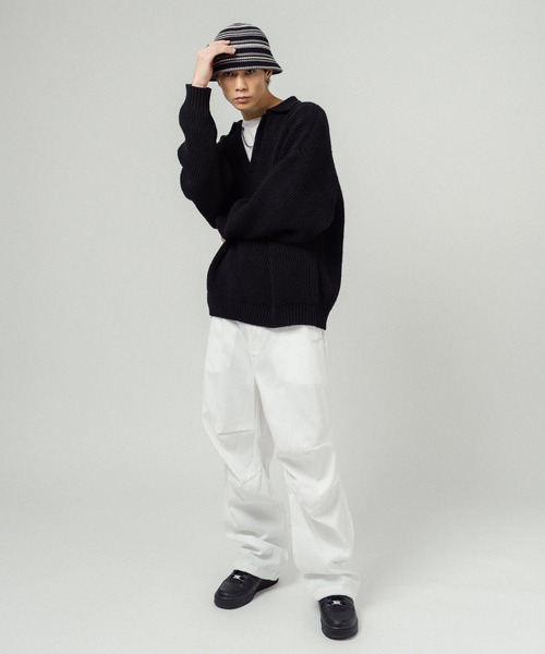 Ressaca（レサーカ）の「オーバーサイズ バルキー スキッパーポロニットセーター（ニット/セーター・メンズ・ブラック/ネイビー/グレー/オレンジ/ブルー/グリーン・M/L）」の10枚目の写真