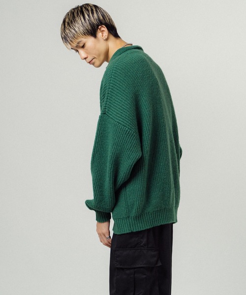 Ressaca（レサーカ）の「オーバーサイズ バルキー スキッパーポロニットセーター（ニット/セーター・メンズ・ブラック/ネイビー/グレー/オレンジ/ブルー/グリーン・M/L）」の16枚目の写真