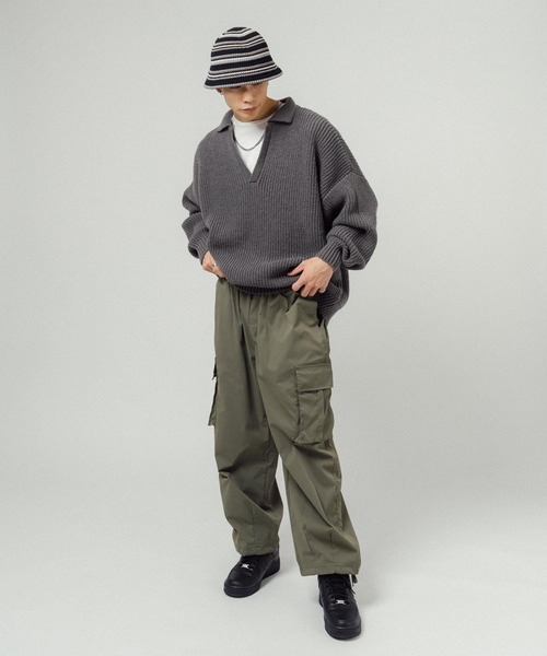 Ressaca（レサーカ）の「オーバーサイズ バルキー スキッパーポロニットセーター（ニット/セーター・メンズ・ブラック/ネイビー/グレー/オレンジ/ブルー/グリーン・M/L）」の21枚目の写真