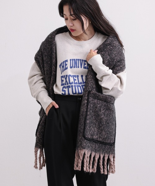 CIAOPANIC TYPY（チャオパニックティピー）の「ポケット付きストール（ストール/ショール・レディース・ベージュ/チャコールグレー/グレー・ONE SIZE）」の4枚目の写真