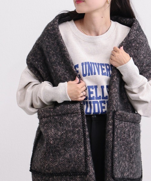 CIAOPANIC TYPY（チャオパニックティピー）の「ポケット付きストール（ストール/ショール・レディース・ベージュ/チャコールグレー/グレー・ONE SIZE）」の5枚目の写真