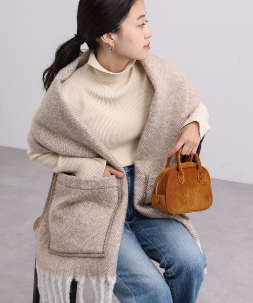 CIAOPANIC TYPY（チャオパニックティピー）の「ポケット付きストール（ストール/ショール・レディース・ベージュ/チャコールグレー/グレー・ONE SIZE）」の9枚目の写真