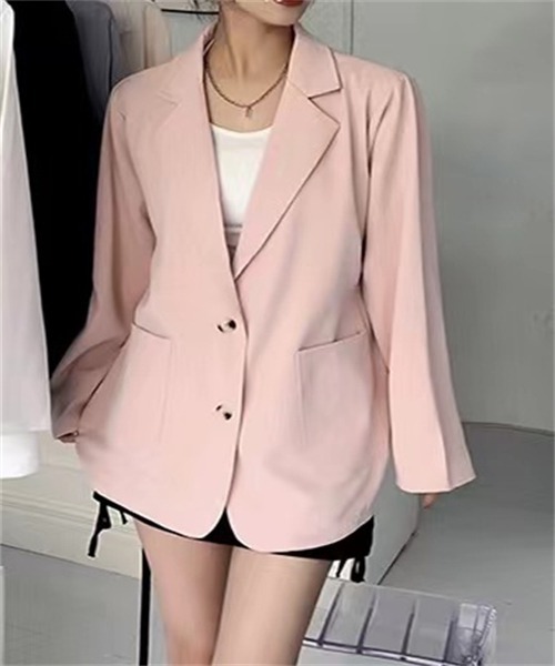 FREE STYLISTS(フリー スタイリスト)の「テーラードジャケット レティス(テーラードジャケット・レディース・ホワイト/ブラック/ピンク/ブルー/ライトベージュ・FREE)」の5枚目の写真