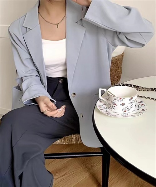 FREE STYLISTS(フリー スタイリスト)の「テーラードジャケット レティス(テーラードジャケット・レディース・ホワイト/ブラック/ピンク/ブルー/ライトベージュ・FREE)」の18枚目の写真