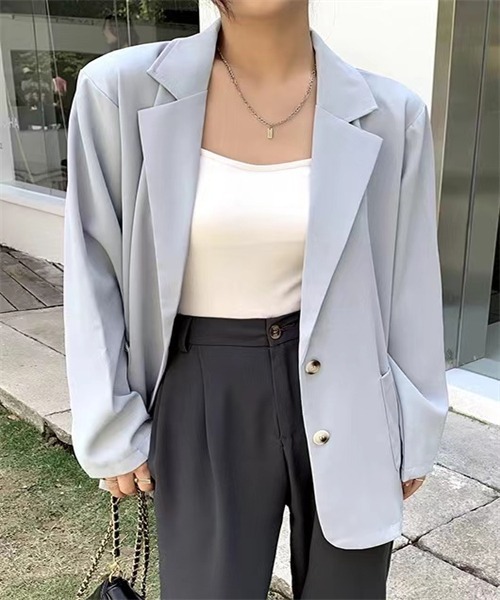 FREE STYLISTS(フリー スタイリスト)の「テーラードジャケット レティス(テーラードジャケット・レディース・ホワイト/ブラック/ピンク/ブルー/ライトベージュ・FREE)」の14枚目の写真